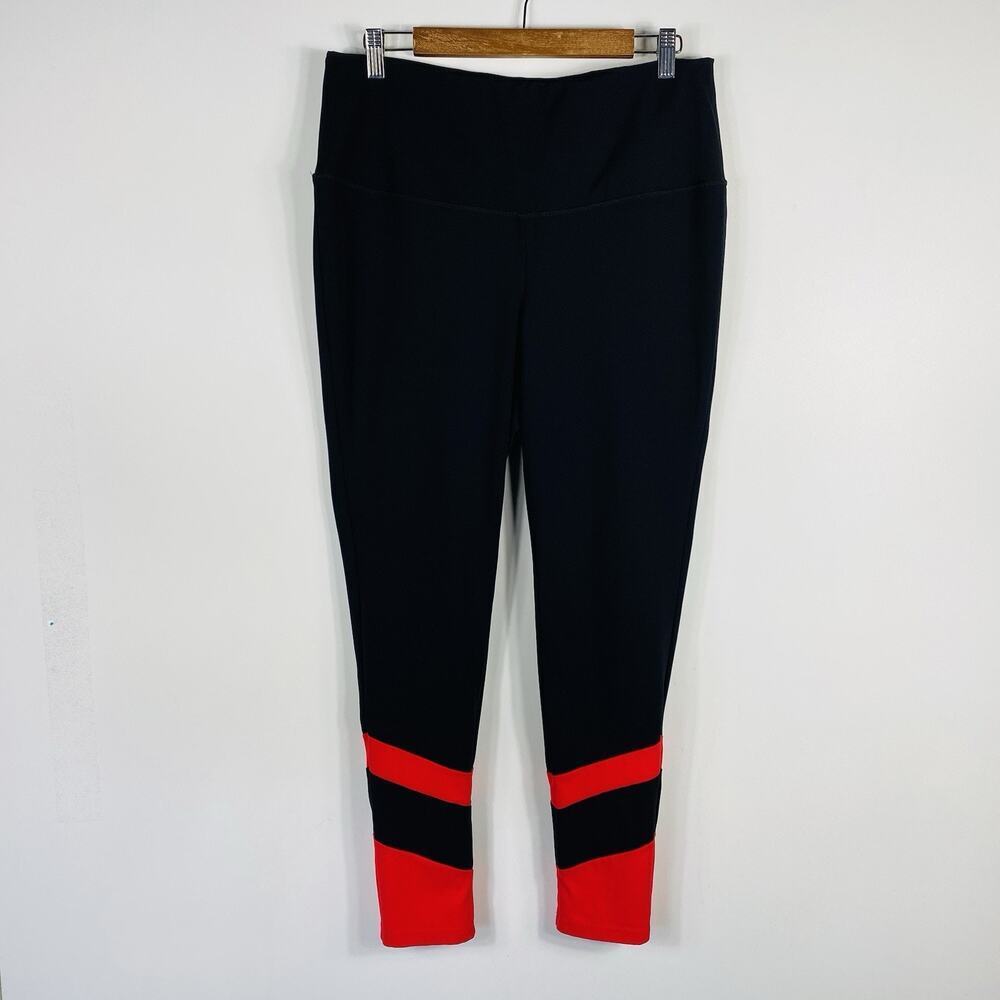 Chico's Leggings Large 2 12 14 Zenergy So Slimming Colorblock Black Red